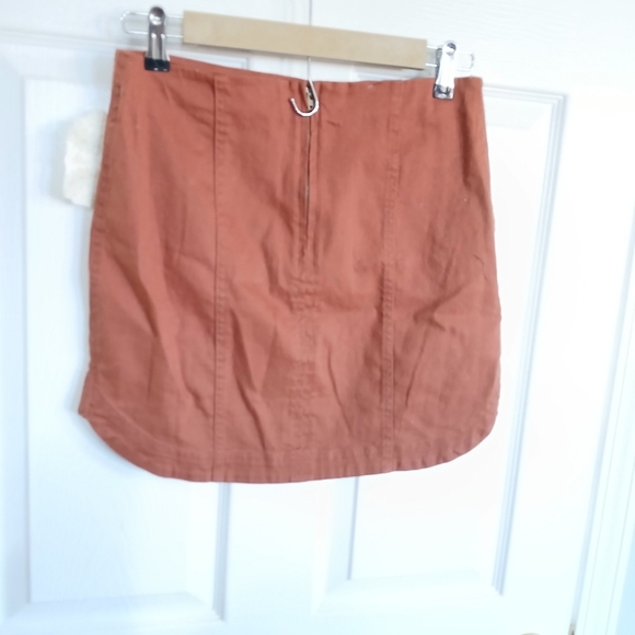 Burnt Orange Tight Mini Skirt with Zip up in the Back Y2k Skater Whimsigoth NWT - Picture 5 of 6